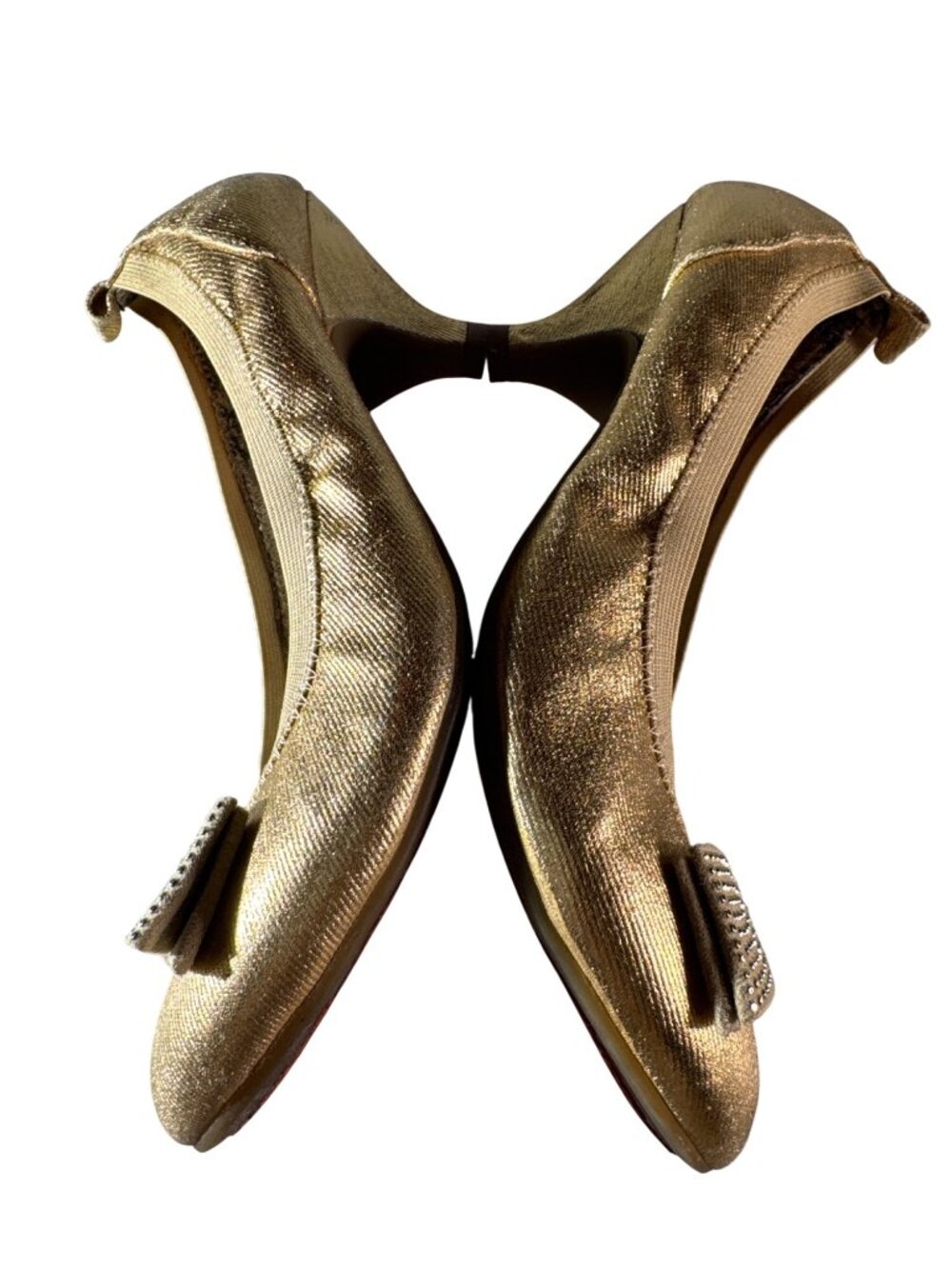 Michael Kors Gold Kitten Heels Rhinestone Bow US 5 Euro 38 UK 5 Elegant Design - Picture 5 of 11
